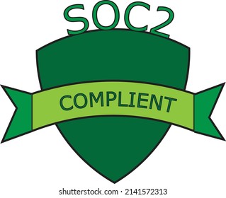 A shield with SOC2 complient written on it. A concept of cloud security - Computer illustration - vector 