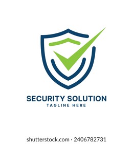 Shield Solution service Logo design Creative modern minimal concept vector template