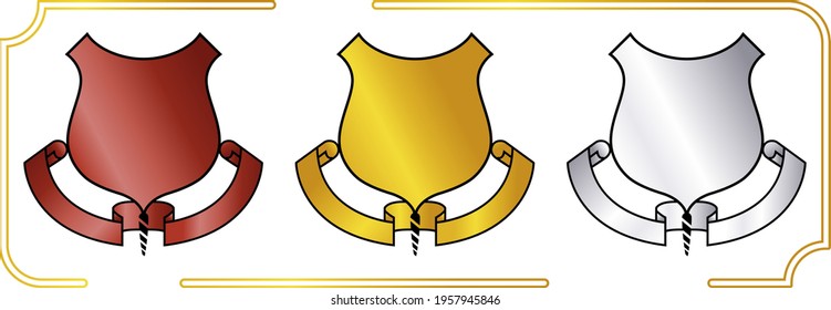 Shield and space for text underneath. Icons of different colors for emblems or logos