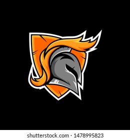 shield spartan esport emblem logo.modern sport team/gaming design.badge guard.warrior vector illustration