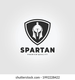 Shield of Spartan Logo Vintage Vector Illustration Design