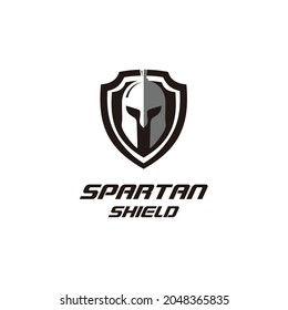 Shield spartan warrior symbol logo design icon vector 