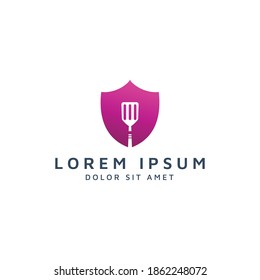 shield and spatula negative space logo design