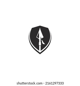 shield with spear logo vector icon illustration design 