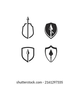 shield with spear logo vector icon illustration design 