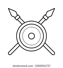 shield and spears ancient rome line icon vector. shield and spears ancient rome sign. isolated contour symbol black illustration
