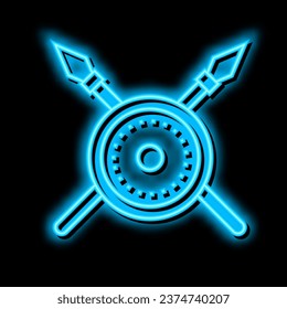 Schild und Speere antiken romen Neon-Leuchtschild Vektor. Schild und Speere, antike römische Illustration