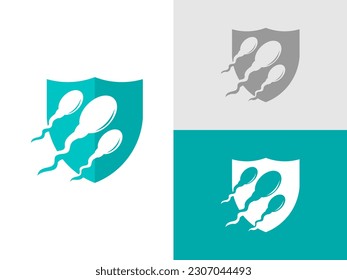 Shield sperm logo icon vector illustration