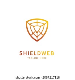 Shield spider web logo icon vector illustration