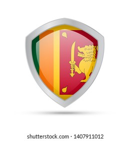 Shield with Sri Lanka flag on white background. Vector illustration.