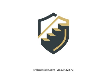 Shield Stairs Logo Design for Construction Business Identity
