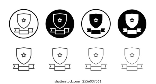 Shield star banner Thin outline art symbol