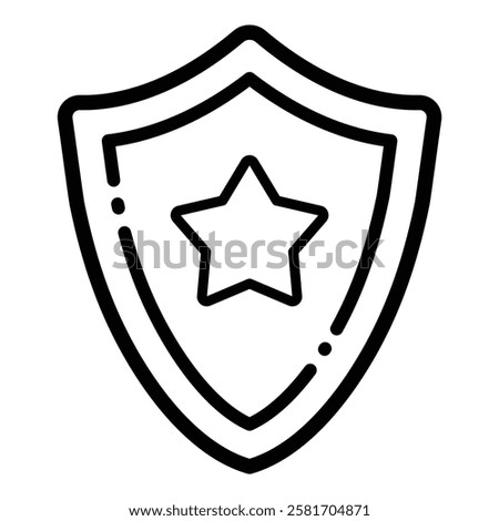 Shield Star Flat Icon Isolated On White Background