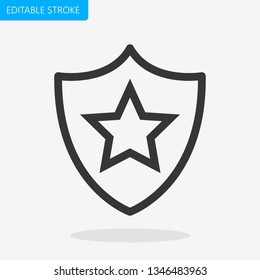 Shield Star Icon Editable Stroke Pixel Perfect Vector
