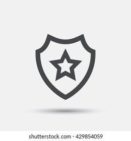 Shield with star icon. Favorite protection symbol. Flat protection web icon on white background. Vector