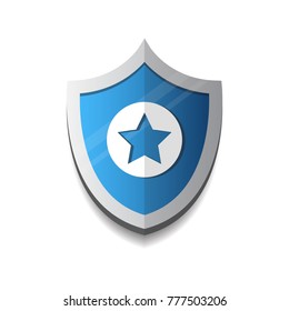 Shield With Star Icon Protection And Security Concept Vector Illustration