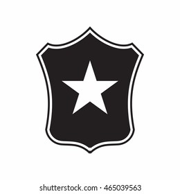 Shield with star icon in simple style isolated on white background. War symbol