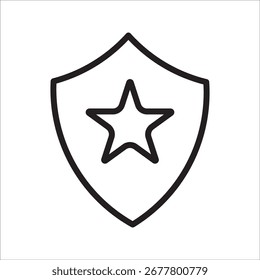 Escudo con un icono de estrella, que simboliza la protección, la seguridad y el logro - Simple Outline