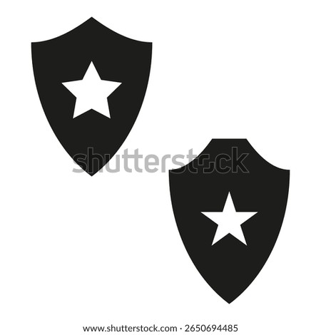 Shield star icons. Protective badge symbol. Heraldic guard Vector. Dual emblem set.