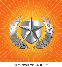 shield with star and leaves on starburst
