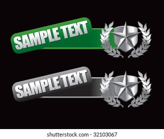 shield with star and leaves on tilted banners
