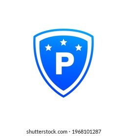 shield star letter P design