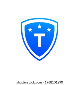 shield star letter T design