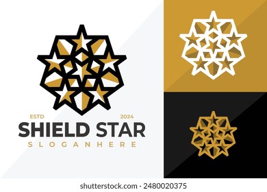Shield Star Logo design vector symbol icon illustration