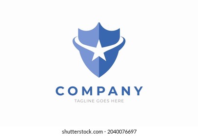 Shield and Star Logo. flat design logo inspiration,  vector Illustration