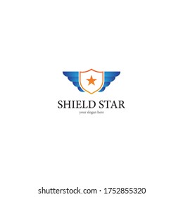 Shield star logo template vector icon illustration