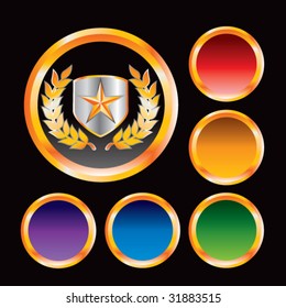 escudo con estrella en botones web de color redondeado