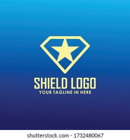 plantilla de diseño de logotipo de marca retro de protección y estrella vectorial, inspiración de diseño de logotipo vintage de seguridad