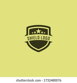 shield and star retro brand logo design template vector, security vintage logo design template inspiration