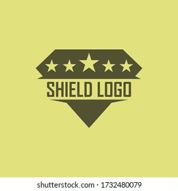 shield and star retro brand logo design template vector, security vintage logo design template inspiration