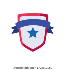 Blindaje con diseño de icono de estilo plano estrella y cinta, producto banner de etiqueta y tema de protección Ilustración vectorial