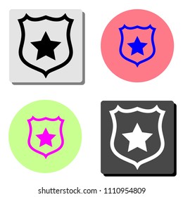 shield star. simple flat vector icon illustration on four different color backgrounds