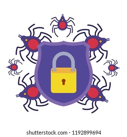 shield with star and spider isolated icons
