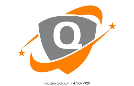 Shield Star Swoosh Initial Q