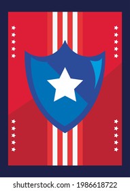 Shield With Star Of Usa Independence Day