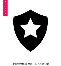 Shield with star vector icon, logo