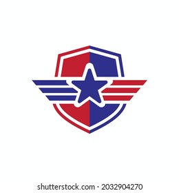 Shield Star Vector Landing Wing Stripes Stock Vector (Royalty Free ...