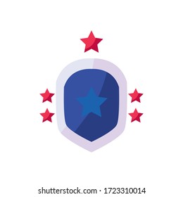 Blindaje con estrellas diseño de icono de estilo plano, etiqueta de producto banner y tema de protección Ilustración vectorial