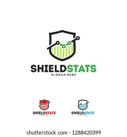 Shield Stats Logo designs concept vector, Finance Shield logo designs symbol