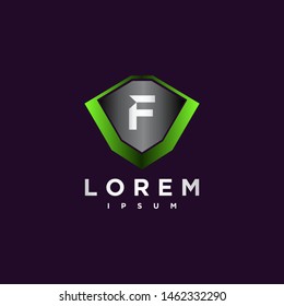 Shield steel. Safe with Initial F logo design inspiration