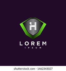 Shield steel. Safe with Initial H logo design inspiration