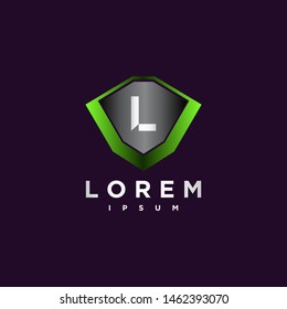 Shield steel. Safe with Initial L logo design inspiration