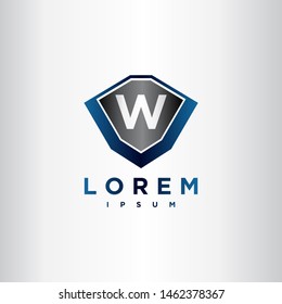 Shield steel. Safe with Initial W logo design inspiration