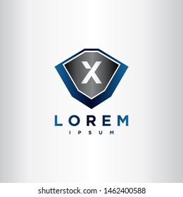 Shield steel. Safe with Initial X logo design inspiration