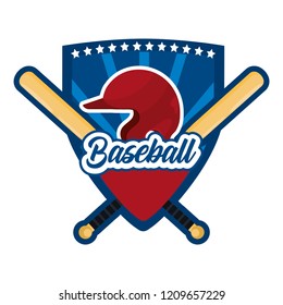 shield sticker with baseball sport equipment