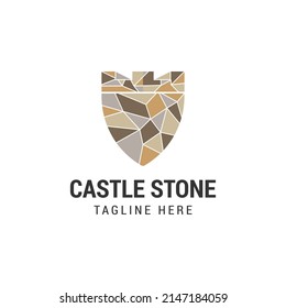 shield stone castle logo icon illustration vector graphic template download